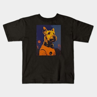 Vintage schnauzer dog astronaut portrait Kids T-Shirt